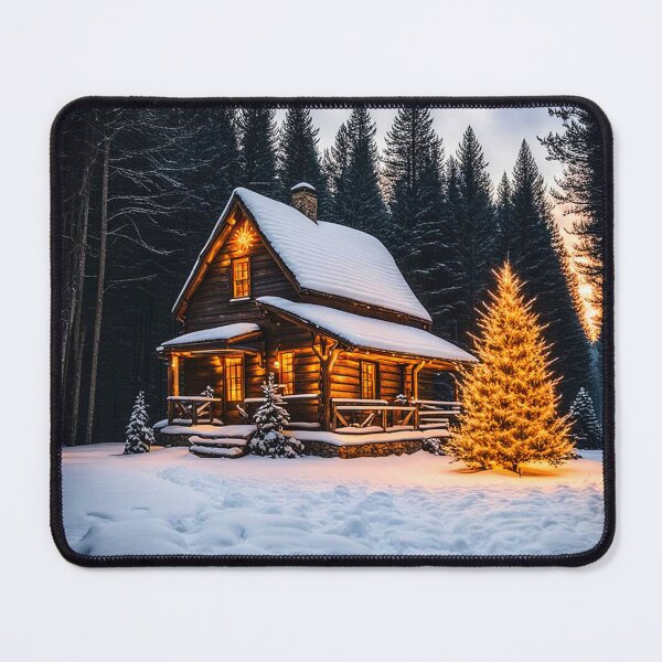 Item preview, Rustic log cabin wintertime designed and sold by Earth Nature Creations.