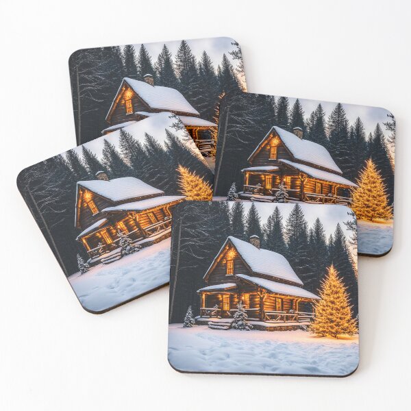 Item preview, Rustic log cabin wintertime designed and sold by Earth Nature Creations.