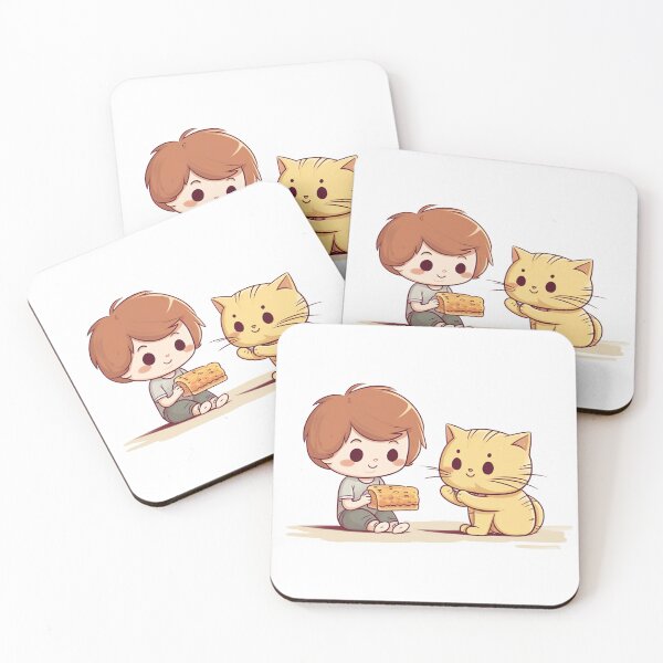 Item preview, Little Cute Child and Little Cute Cat eating something designed and sold by omerfdln34.