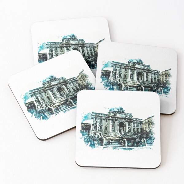 Item preview, ROME Italy Beautiful Trevi Fountain Watercolor Painting Travel Art designed and sold by Naumovski.