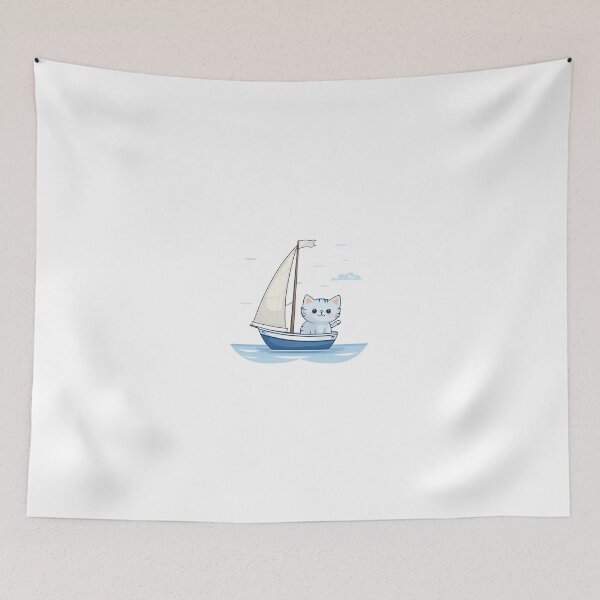 Item preview, The Cat Goes with a Sailboat in the Sea designed and sold by omerfdln34.