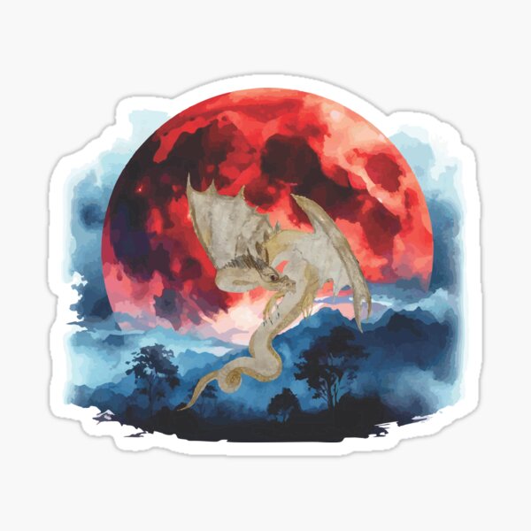 Ethereal Flames: Dragon Red Moon Sticker