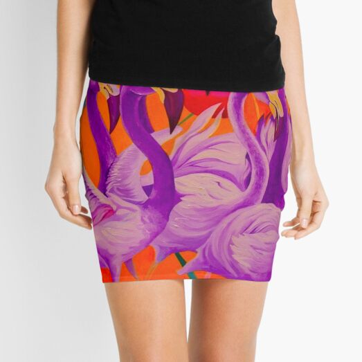 Purple Flamingo Mini Skirt
