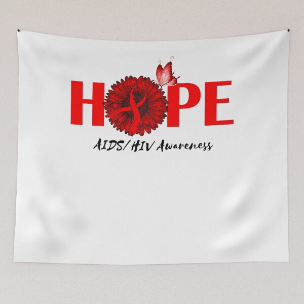Item preview, Hope Red Butterfly Sunflower Ribbon HIV AIDS Awareness Day designed and sold by defabiosofxs.