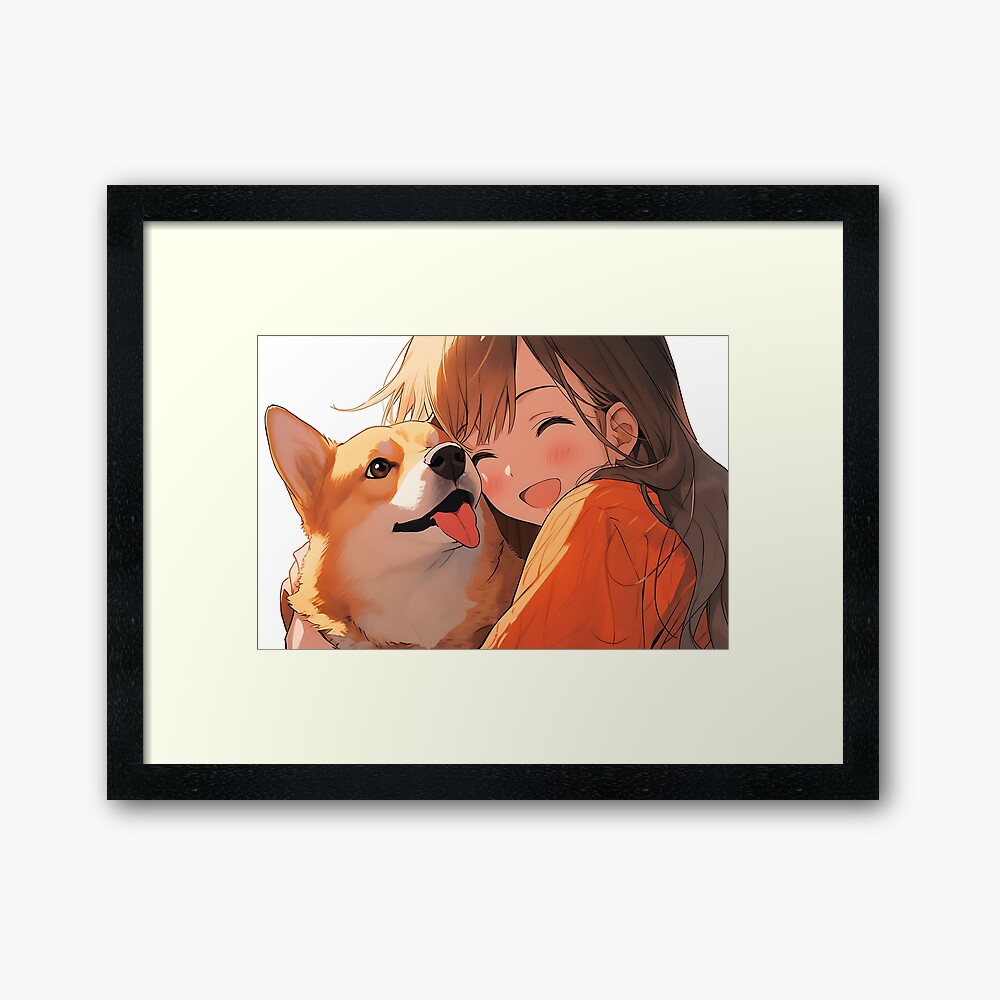 Anime Girl & her cute Shiba Inu Dog - Anime Wallpaper