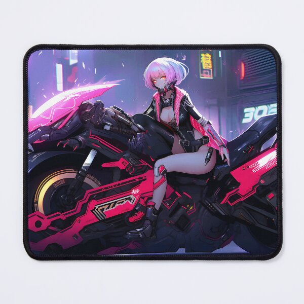 Item preview, Anime cyberpunk girl on bike portrait art designed and sold by TheArtistOf2022.