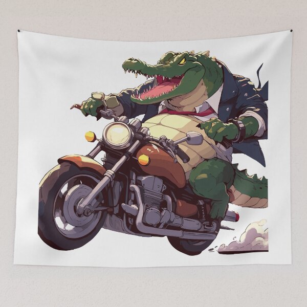 Item preview, stylish crocodile on motorcycle designed and sold by StrandOutEssen1.