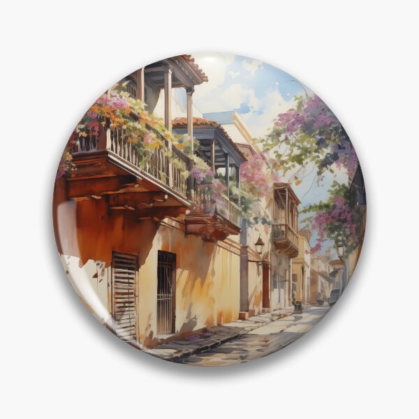 Item preview, Colonial balconies Cartagena de Indias watercolor designed and sold by ElColombianito.