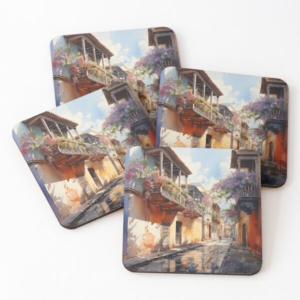 Item preview, Colonial balconies Cartagena de Indias watercolor designed and sold by ElColombianito.
