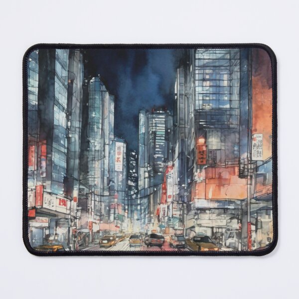 Item preview, Watercolour urban sketch of busy Tokyo intersection designed and sold by ailia-hikaru.