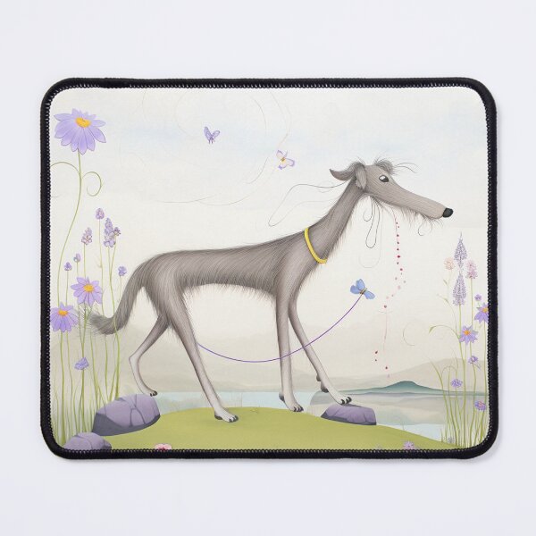 Item preview, Naive greyhound in a field of purple flowers designed and sold by aghnadarragh.