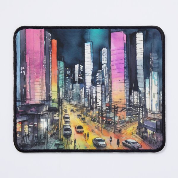 Item preview, Watercolour urban sketch of busy Tokyo intersection designed and sold by ailia-hikaru.
