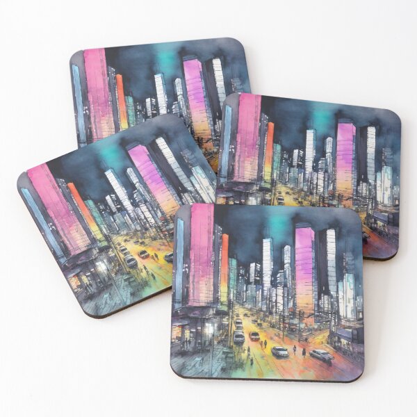 Item preview, Watercolour urban sketch of busy Tokyo intersection designed and sold by ailia-hikaru.