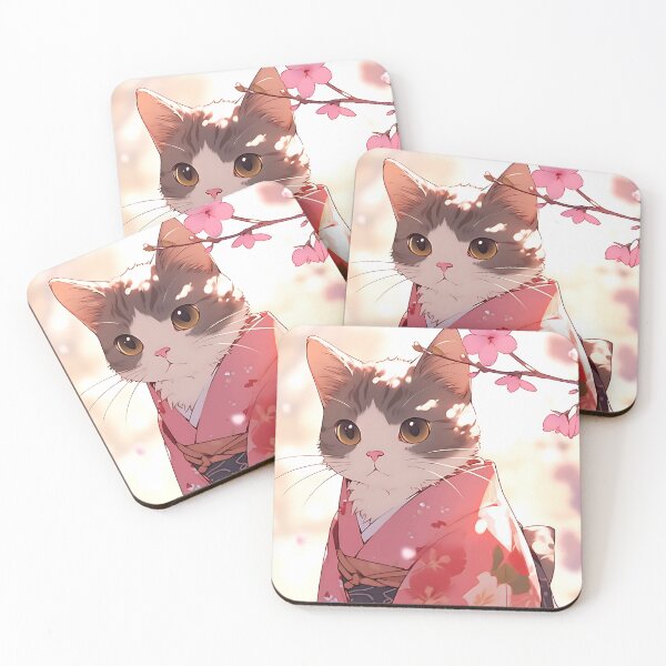 Item preview, Cute Adorable Cat wearing a Kimono - Anime Wallpaper designed and sold by KAIGAME Art.
