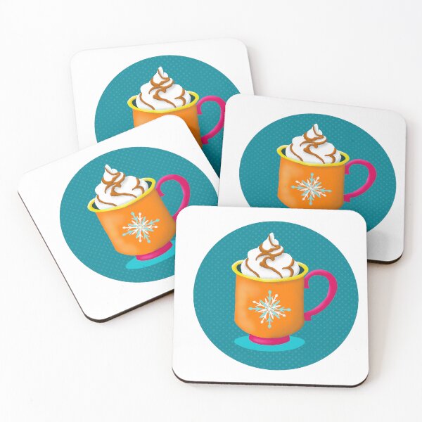 Item preview, colorful winter mug with hot chocolate on petrol  designed and sold by colorofmagic.