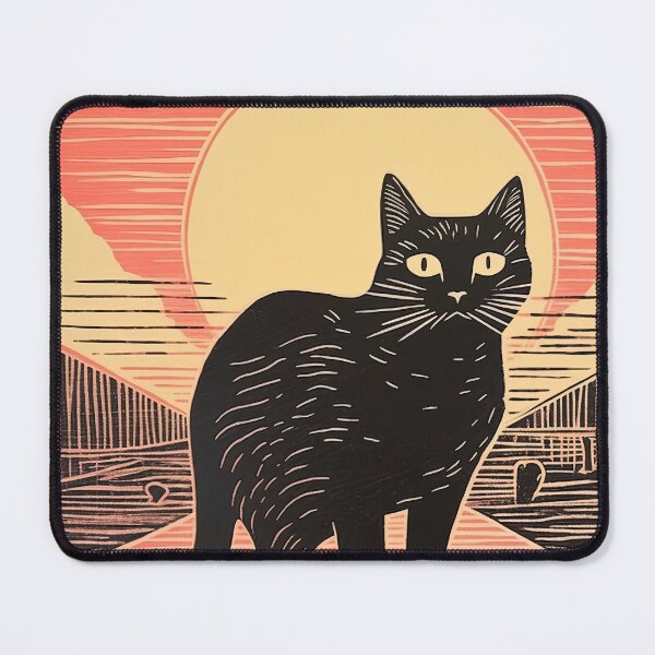 Item preview, Funny black cat - drawing in pink designed and sold by WallGemsArt.