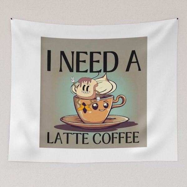 Item preview, I need a latte coffee, cute vintage retro coffee and chocolate spread on toast designed and sold by BritishDelights.