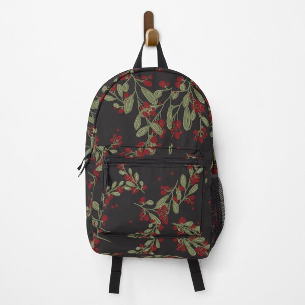 Item preview, Holly Jolly Greens ;  Red Fruits & Yuletide Leaves on black designed and sold by PrintsByAnnJ.