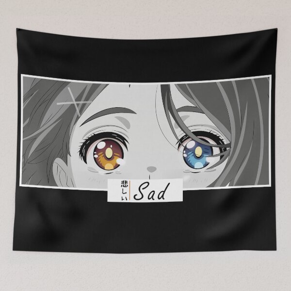 Item preview, Sad Anime Eyes Japanese Typography Manga Art Style designed and sold by Otakurypto.