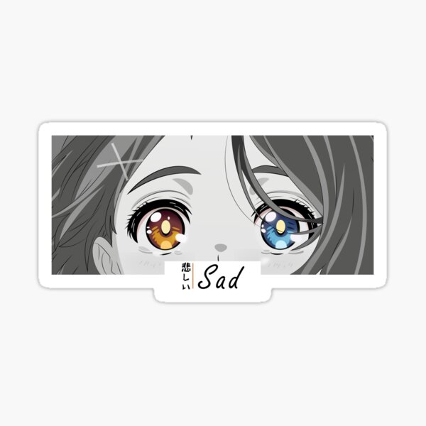 Aperçu de l'œuvre Triste Anime Yeux Typographie Japonaise Manga Art Style créée et vendue par Otakurypto.