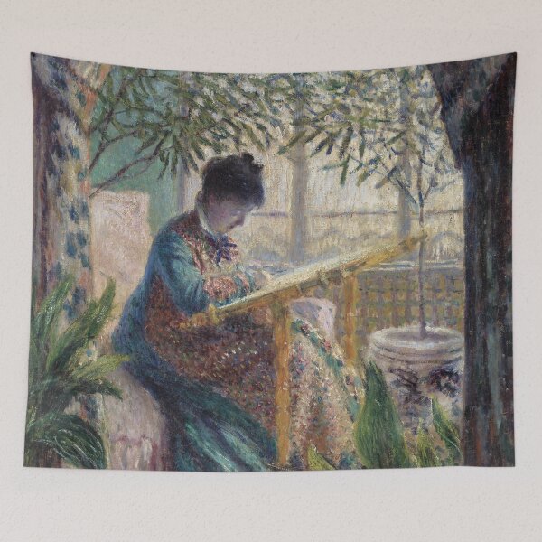 Item preview, Madame Monet Embroidering (1875) | Monet designed and sold by Oliveirallan.