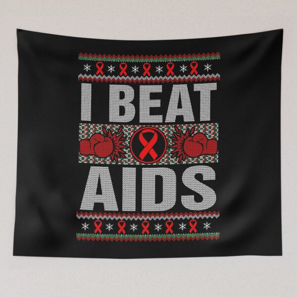 Item preview, I Beat Aids Awareness Christmas Ugly Sweater designed and sold by defabiosofxs.