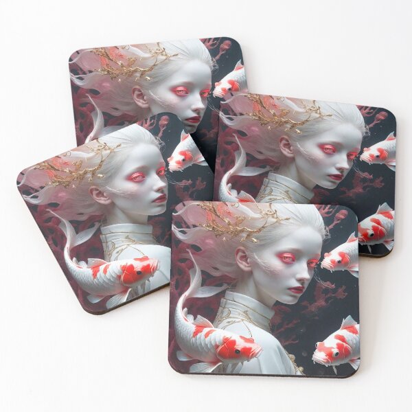 Item preview, Aquatic Elegance: Woman Amidst Koi Carp Symphony designed and sold by RK - Shop.