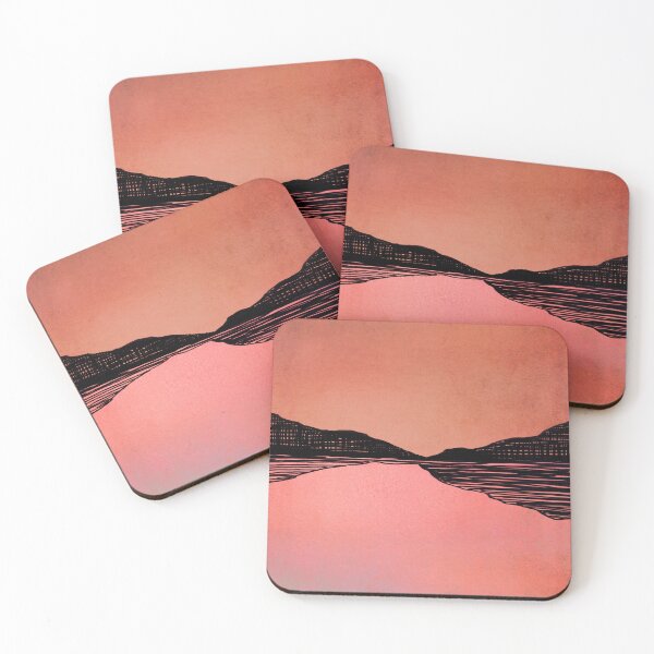 Item preview, Sunset Embers 2 - Pink, coral, orange, abstract, minimalist landscape designed and sold by EbiEmporium.