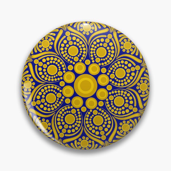 Item preview, Navy and Gold Night Blooming Buttercup Dot Mandala designed and sold by Triplicate Limited.