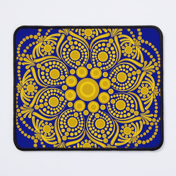 Item preview, Navy and Gold Night Blooming Buttercup Dot Mandala designed and sold by Triplicate Limited.
