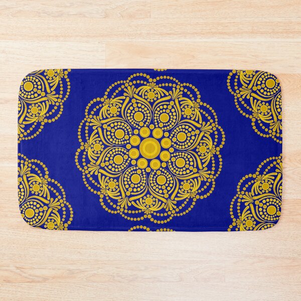 Item preview, Navy and Gold Night Blooming Buttercup Dot Mandala designed and sold by Triplicate Limited.