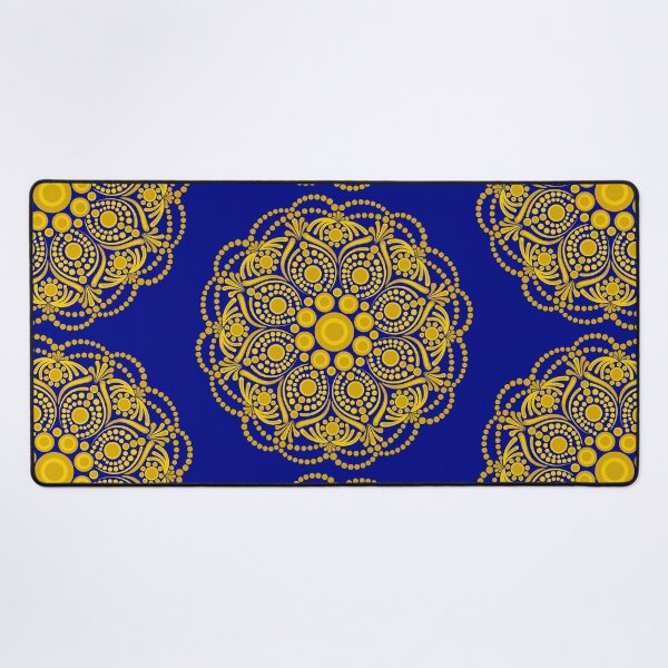 Item preview, Navy and Gold Night Blooming Buttercup Dot Mandala designed and sold by Triplicate Limited.