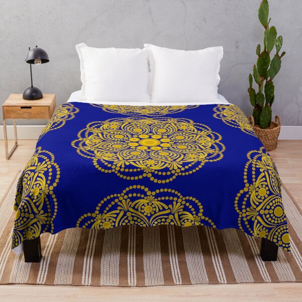 Item preview, Navy and Gold Night Blooming Buttercup Dot Mandala designed and sold by Triplicate Limited.