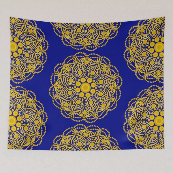 Item preview, Navy and Gold Night Blooming Buttercup Dot Mandala designed and sold by Triplicate Limited.