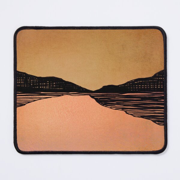 Artikelvorschau, Sunset Embers 1 – Gold, Pfirsich, Orange, minimalistische, abstrakte Landschaft entworfen und verkauft von EbiEmporium.