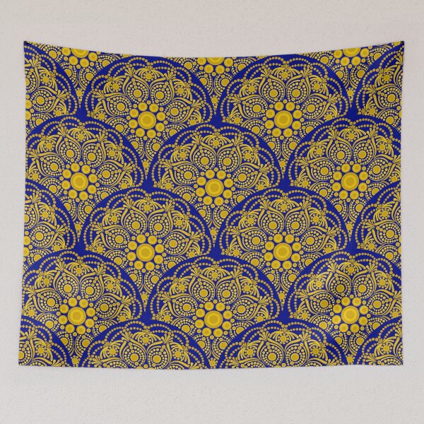 Item preview, Navy and Gold Night Blooming Buttercup Scallop designed and sold by Triplicate Limited.