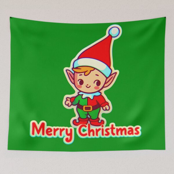 Item preview, Cute elf wishing everyone a Merry Christmas designed and sold by AI-Only Creations.