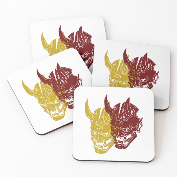Aperçu de l'œuvre Le masque double Oni 3 - Yabisan - Style vectoriel créée et vendue par Yahia-arts.