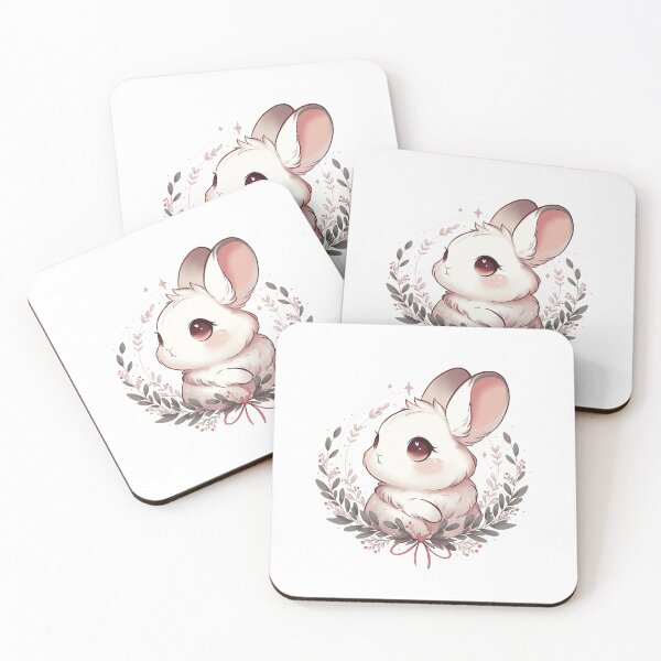 Item preview, Cute Christmas wreath bunny rabbit illustration  designed and sold by thistleandfluff.
