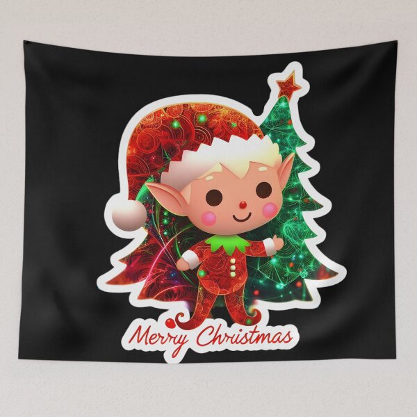 Item preview, Adorable elf wishing everyone a Merry Christmas designed and sold by AI-Only Creations.