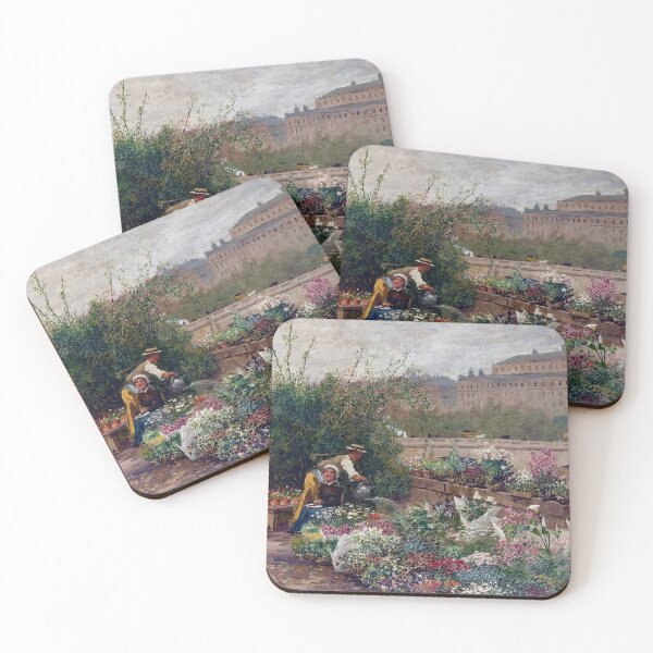 Item preview, The Flower Quay in Paris (19th century) - François Marie Firmin Girard designed and sold by SALON DES ARTS.