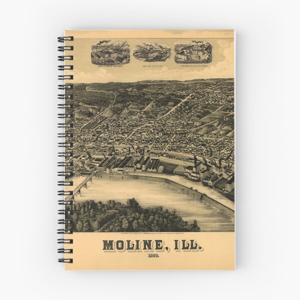 Item preview, Aerial View of Moline, Illinois (1889) designed and sold by allhistory.