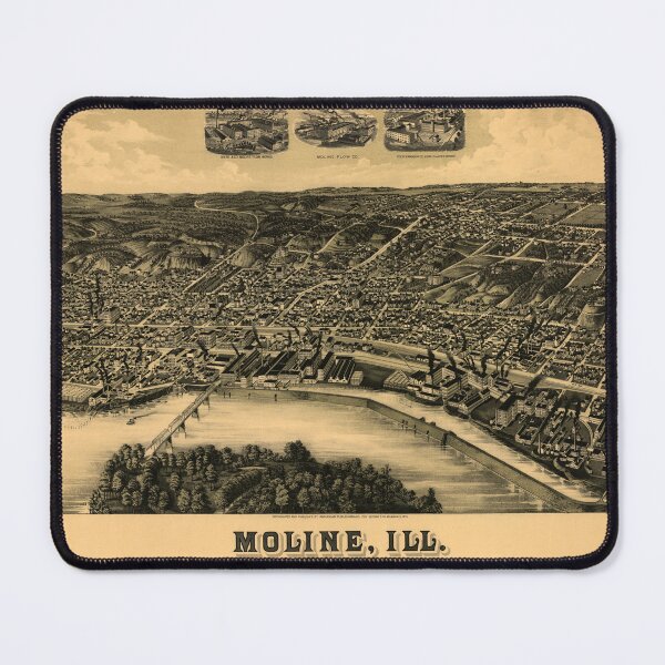 Item preview, Aerial View of Moline, Illinois (1889) designed and sold by allhistory.