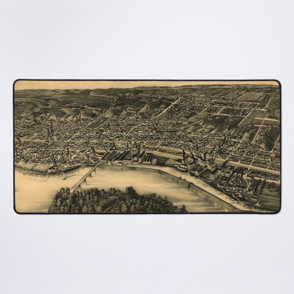 Item preview, Aerial View of Moline, Illinois (1889) designed and sold by allhistory.