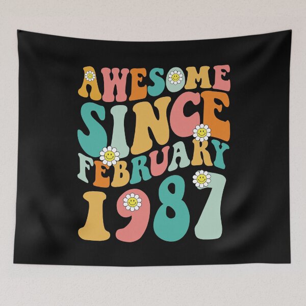 Item preview, Awesome Since February 1987 | Made In 1987 | Retro Groovy Birthday designed and sold by Christina-grich.
