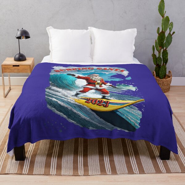 Item preview, Retro Surfing Santa. Merry Christmas. Vintage Santa riding Waves designed and sold by leyfinder.