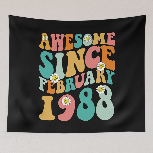 Item preview, Awesome Since February 1988 | Made In 1988 | Retro Groovy Birthday designed and sold by Christina-grich.