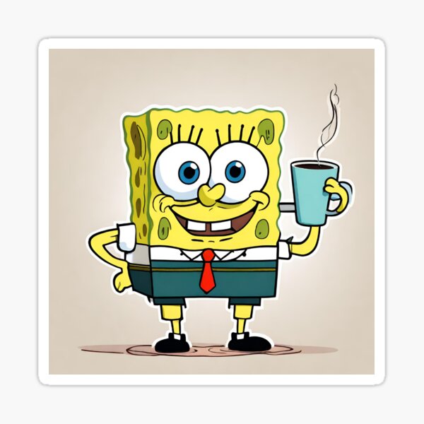 Spongebob Sipping Drink Sticker for Sale by I K