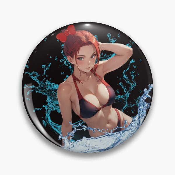 Item preview, Aqua Elegance: Red-Haired Waifu in Water Splash | Artistic Serenity Print designed and sold by Anime-Community.