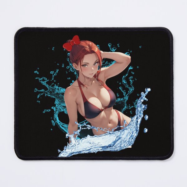 Item preview, Aqua Elegance: Red-Haired Waifu in Water Splash | Artistic Serenity Print designed and sold by Anime-Community.